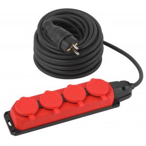 Удлинитель силовой ЭРА UK-4e-3x1,5-20m-IP44(KG) 4х2Р+Е каучук 20м КГ 3х1,5мм2 IP44 красный