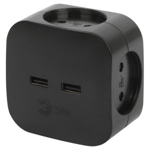 Разветвитель ЭРА SP-4-USB-B на 4 розетки 220V+2xUSB 2400mA без заземления 10А черный