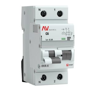 Дифавтомат EKF AVERES DVA-6 C6А 1P+N 30мА тип AC однофазный электромеханический 6кА (дифференциальный автомат, АВДТ)