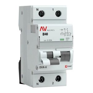 Дифавтомат EKF AVERES DVA-6 C40А 1P+N 30мА тип AC однофазный электромеханический 6кА (дифференциальный автомат, АВДТ)
