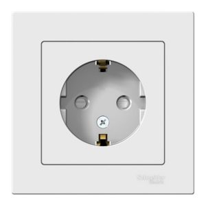 Розетка с заземлением со шторками SE AtlasDesign 16А в сборе, белый [уп 20 шт]