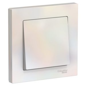 Одноклавишный выключатель SE AtlasDesign 10A в сборе, жемчуг [уп 10 шт]