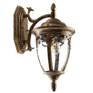 Светильник садово-парковый Будапешт Feron PL681 60W E27 230V IP44 черное золото на стену вниз