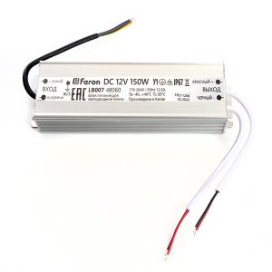 Трансформатор Feron LB007 150W 12V IP67 для светодиодной ленты L215x65x40mm