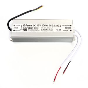 Трансформатор Feron LB007 200W 12V IP67 для светодиодной ленты L215x65x40mm