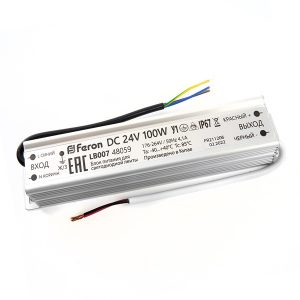 Трансформатор Feron LB007 100W 24V IP67 для светодиодной ленты L216x45x36mm