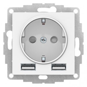 Зарядка розетка SE AtlasDesign с/з 16А + USB A+A 5В/2,4А, 2х5В/1,2А, лотос