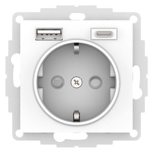 Зарядка розетка SE AtlasDesign с/з 16А + USB A+С 5В/2,4А/3,0А, 2х5В/1,5А, лотос