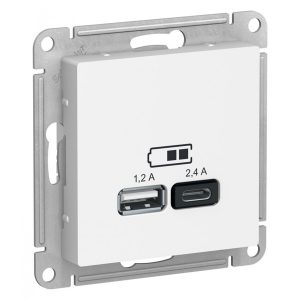 Зарядное устройство USB SE AtlasDesign тип A+С 5В/2,4 А 2х5В/1,2 А,, лотос