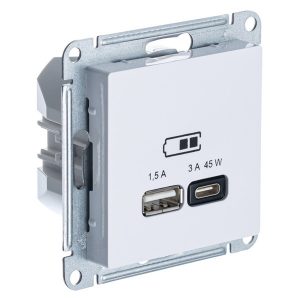 Зарядка высокоскоростная USB SE AtlasDesign тип А + тип С 45W QC, PD, лотос
