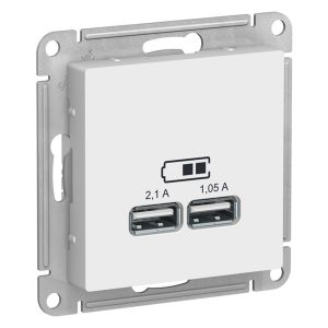 Зарядка USB SE AtlasDesign 5В, 1 порт x 2,1 А, 2 порта х 1,05 А SE, лотос