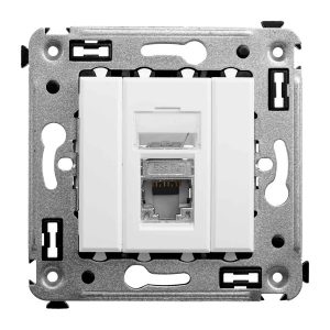 Компьютерная розетка RJ-45 в стену DKC Avanti кат.5e одинарная экранированная, белое облако