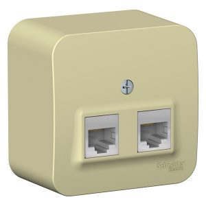 Накладная розетка двойная RJ45 + RJ11 SE Blanca с изолирующей пластиной бежевый