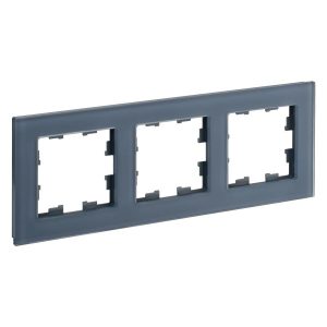 Рамка на 3 поста ИЭК BRITE стекло маренго матовый (РУ-3-2-Бр)