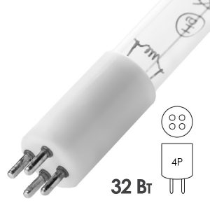 Лампа бактерицидная LightBest GPH 645T5L/4P(G10q) 32W 0,425A (P-1532L) специальная безозоновая