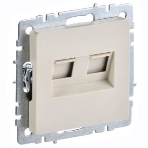 Розетка компьютерная двойная ИЭК BRITE RJ45 кат.6 бежевый (РК11-2-БрКр)