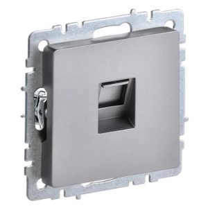 Розетка компьютерная ИЭК BRITE RJ45 кат.6 сталь (РК11-БрС)