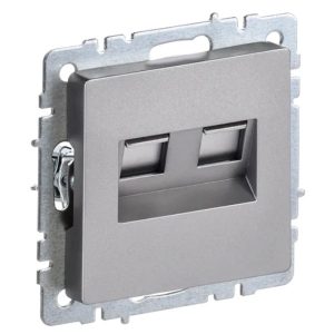 Розетка компьютерная двойная ИЭК BRITE RJ45 кат.6 сталь (РК11-2-БрС)