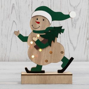Деревянная фигурка с подсветкой Neon-Night Снеговик 18 см