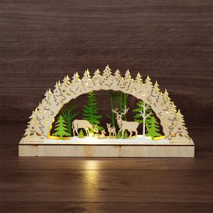 Деревянная фигурка с подсветкой Neon-Night Семейство оленей 30х5х15,7 см
