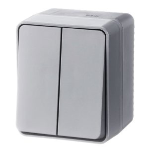 Двухклавишный выключатель открытой установки SE AtlasDesign Profi54 10A IP54 серый