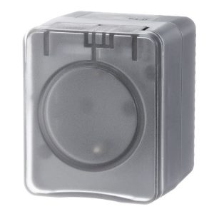 Розетка SE AtlasDesign 2П+3 со шторками открытой установки Profi54 16А 250В IP54 серый