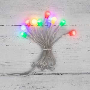 Гирлянда светодиодная Шарики 1.5м 10LED прозрачный ПВХ, мультиколор (питание от батареек 2AA)