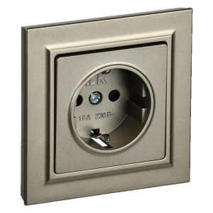 Розетка ИЭК BRITE 2P+E Schuko со шторками 16А в сборе шампань (РСР14-1-0-БрШ)
