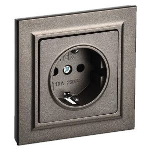 Розетка ИЭК BRITE 2P+E Schuko со шторками 16А в сборе бронза (РСР14-1-0-БрТБ)