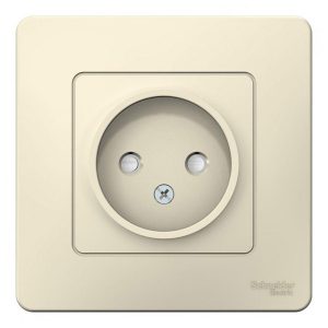 Розетка без заземления SE Blanca 2Р со шторками 16А, 250В с/у молочный