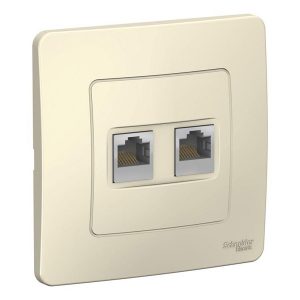 Розетка двойная компьютерная SE Blanca RJ45, категория 5E с/у молочный
