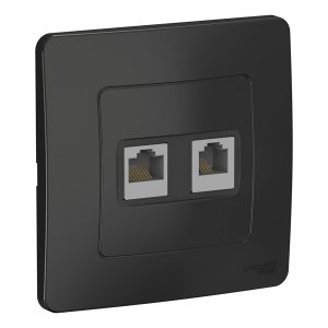 Розетка двойная компьютерная SE Blanca RJ45, категория 5E с/у антрацит