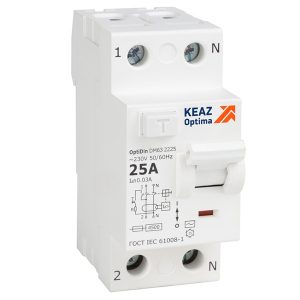 УЗО КЭАЗ OptiDin DM63-2125-AC-4,5-УХЛ4 2Р 25А 10мА тип AC 4,5кА (ВДТ)