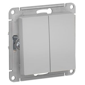Двухклавишный перекрестный переключатель SE AtlasDesign 10A, алюминий