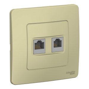 Розетка двойная компьютерная SE Blanca RJ45, категории 5E + RJ11 с/у бежевый