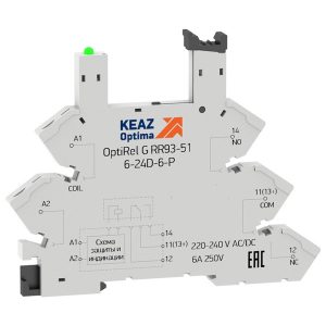Розетка КЭАЗ OptiRel G RR93-51-6-24D-6-P пружинный зажим для реле RP34 1НО/НЗ 6А 6-24DC