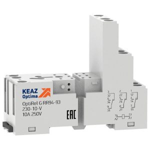 Розетка КЭАЗ OptiRel G RR94-93-230-10-V винтовой зажим для реле RP55-33 3НО/НЗ 10А 5–230AC/DC