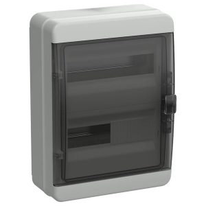 Щит накладной пластиковый ИЭК Tekfor КМПн-24 24м серый черная прозрачная дверь IP65 (01-03-021)