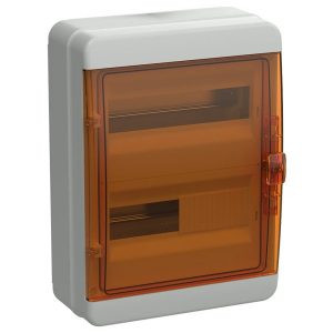 Щит накладной пластиковый ИЭК Tekfor КМПн-24 24м серый оранжевая прозрачная дверь IP65 (01-03-023)