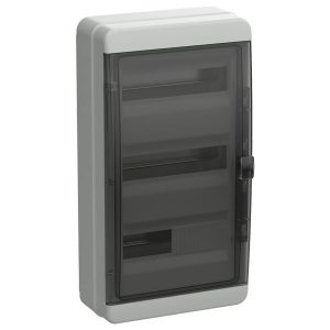 Щит накладной пластиковый ИЭК Tekfor КМПн-36 36м серый черная прозрачная дверь IP65 (01-03-041)