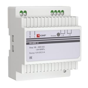 Блок питания EKF PROxima DR-60W-12 60Вт вход 100-240В АС стабилизированный выход 12В DC