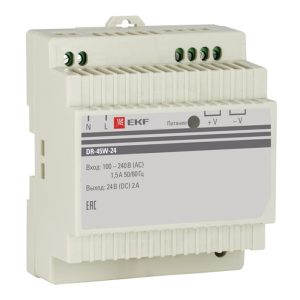 Блок питания EKF PROxima DR-45W-24 45Вт вход 100-240В АС стабилизированный выход 24В DC