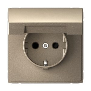 Розетка SE ArtGallery 2P+E 16А со шторками и крышкой IP20 шампань