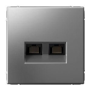 Розетка двойная компьютерная RJ45+RJ45 SE ArtGallery категория 6А сталь