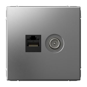 Розетка двойная TV+RJ45 SE ArtGallery категория 5Е сталь