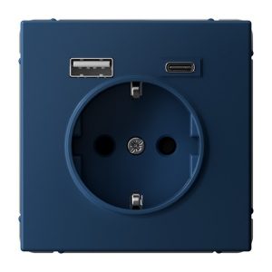 Зарядка USB с розеткой 2P+E SE ArtGallery тип-А и тип-C 5В/2,4А/3,0А, 2х5В/1,5 аквамарин
