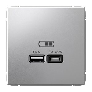 Зарядка USB SE ArtGallery тип-А и тип-C 45Вт QC PD алюминий