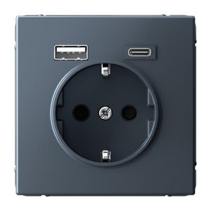 Зарядка USB с розеткой 2P+E SE ArtGallery тип-А и тип-C 5В/2,4А/3,0А, 2х5В/1,5 грифель