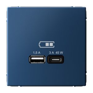 Зарядка USB SE ArtGallery тип-А и тип-C 45Вт QC PD аквамарин