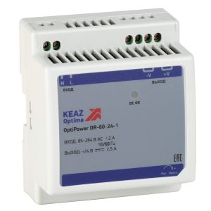 Блок питания КЭАЗ OptiPower DR-60-24-1 60Вт вход 85-264В АС стабилизированный выход 24В DC